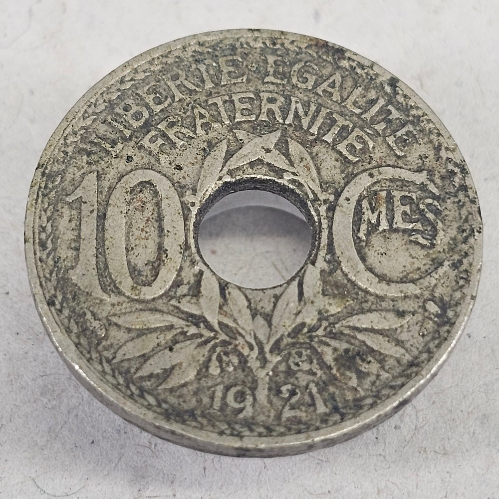1921 France 10 Centimes Lindauer Coin